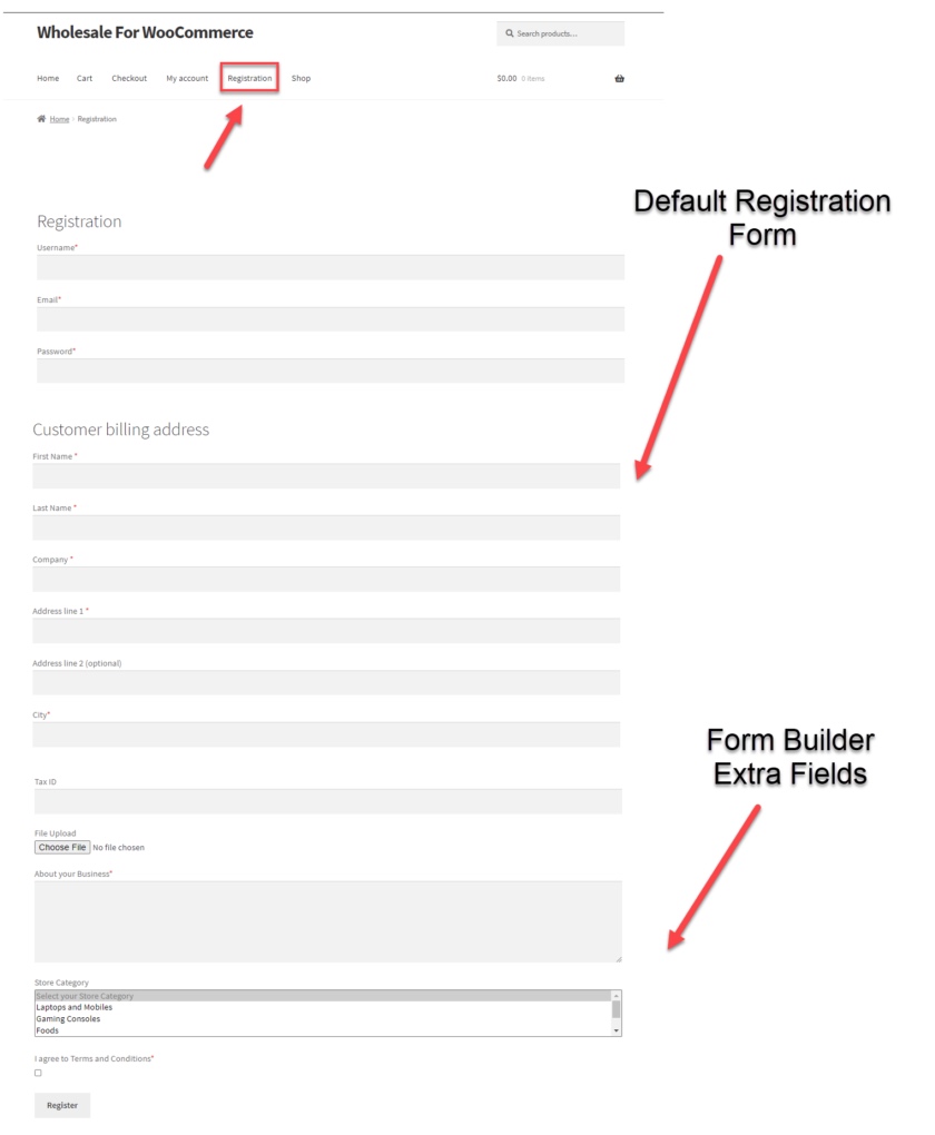 Registration form for wholesale
