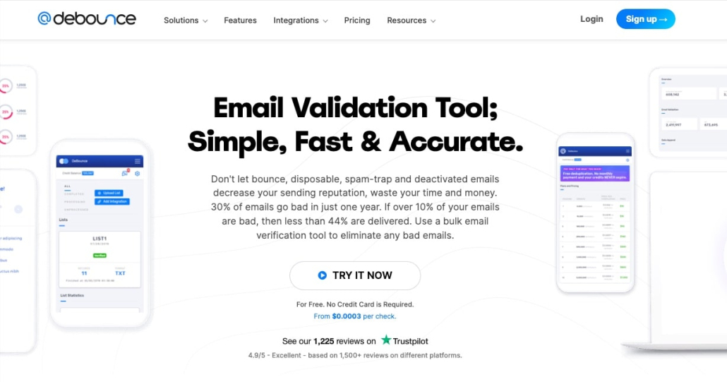 Debounce is a simple, fast and accurate email validation tool.